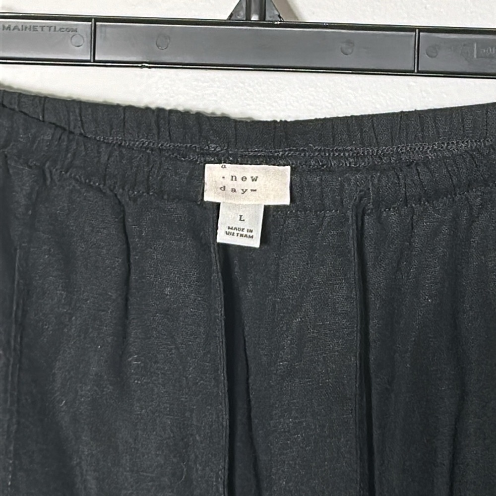 2 Brand new linen pants, drawstring, pockets, black & black/white striped - Picture 4 of 9